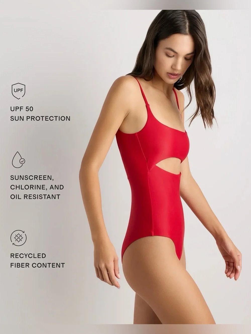 Quince Italian Cut Out One Piece Swimsuit Cherry Red XS 0-2 New MSRP $168